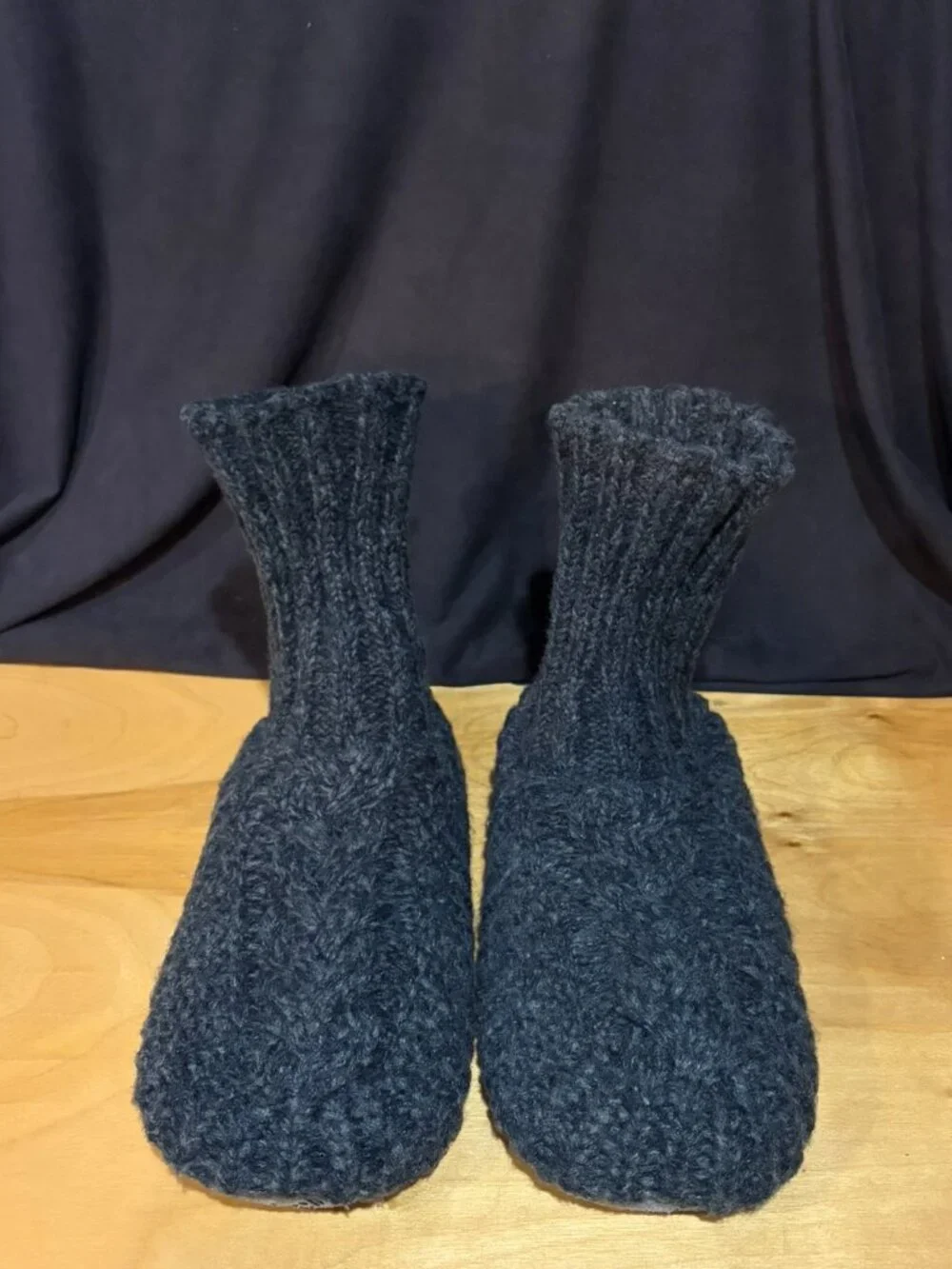 MUK LUKS Men's Cable Knit Fold Over Cuff Slipper Sock (S/M) Size 8-10
